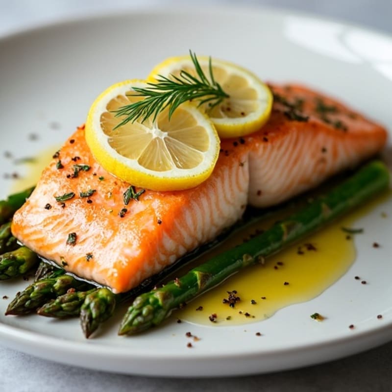 Flaky Lemon Herb Salmon with Roasted Asparagus