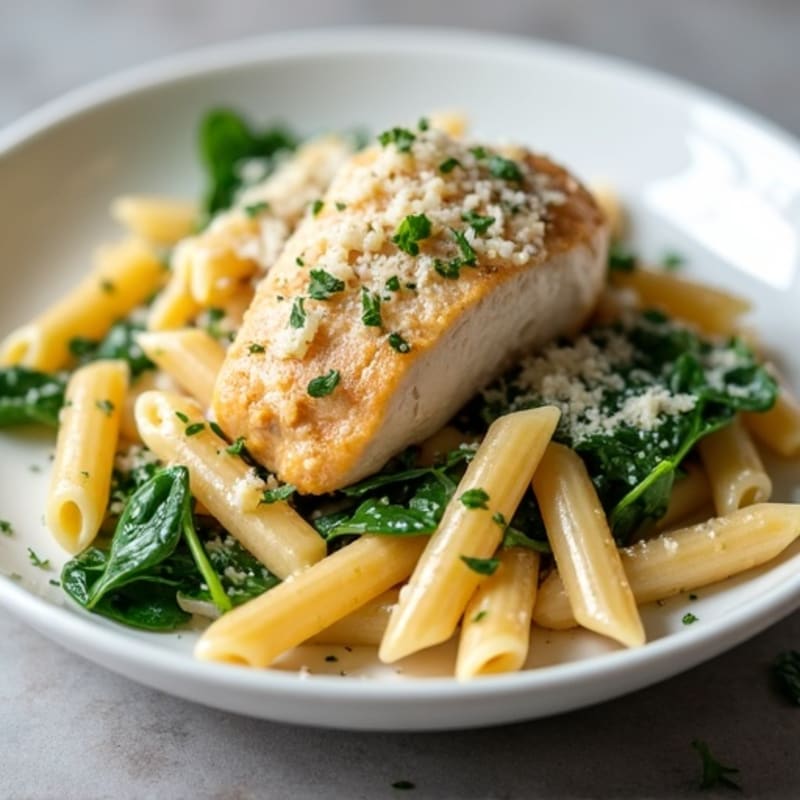 Creamy Garlic Parmesan Chicken Pasta with Spinach