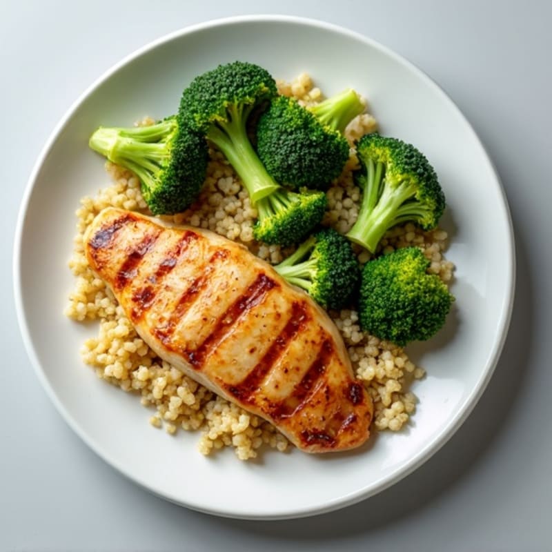Grilled Chicken Breast with Quinoa and Steamed Broccoli