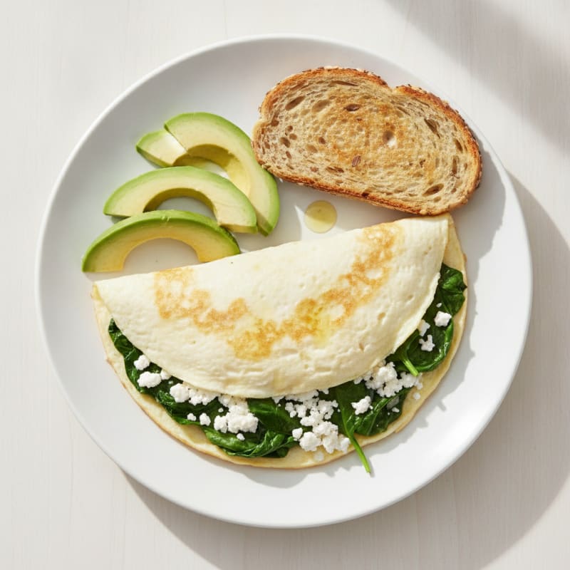 Egg White Spinach Omelette with Cottage Cheese