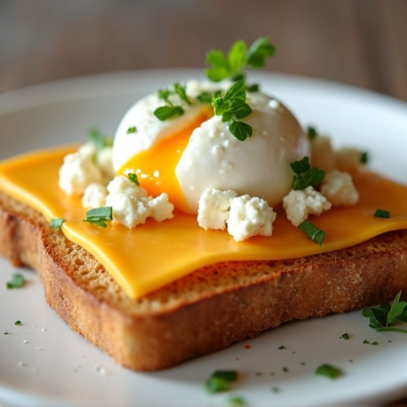 Crispy Whole Wheat Toast with Creamy Feta and Sliced Cheese