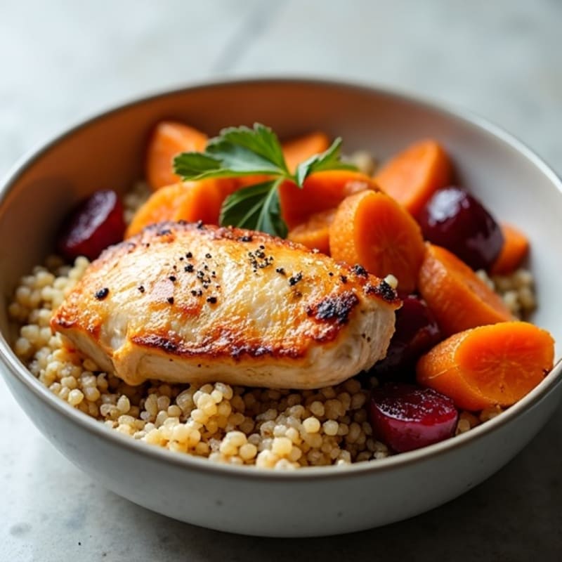 Hearty Chicken and Quinoa Bowl with Roasted Root Vegetables