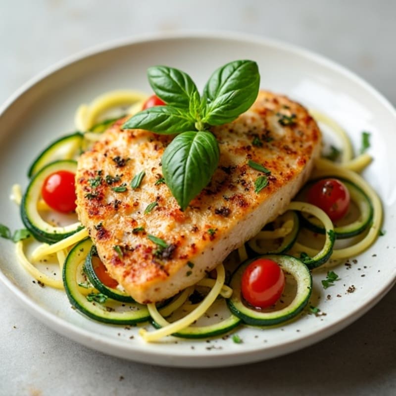 Herb-Roasted Shredded Chicken with Zucchini Noodles