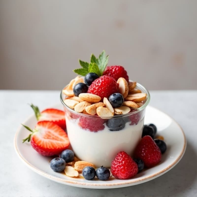 Creamy Greek Yogurt Parfait with Mixed Berries and Toasted Almonds