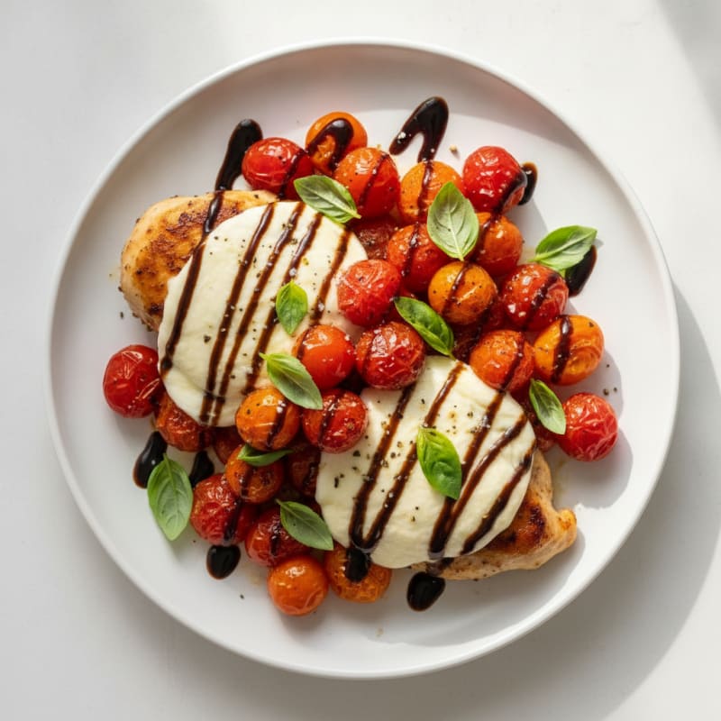 Balsamic Chicken Caprese with Roasted Tomatoes