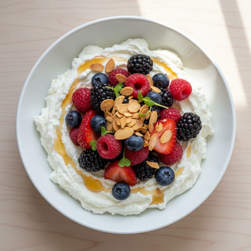 Greek Yogurt with Mixed Berries and Vanilla Protein Powder