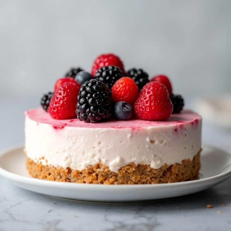 Creamy Greek Yogurt Protein Cheesecake with Mixed Berries