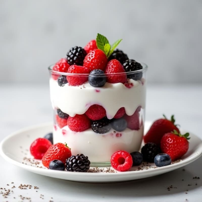 Greek Yogurt Protein Parfait with Mixed Berries
