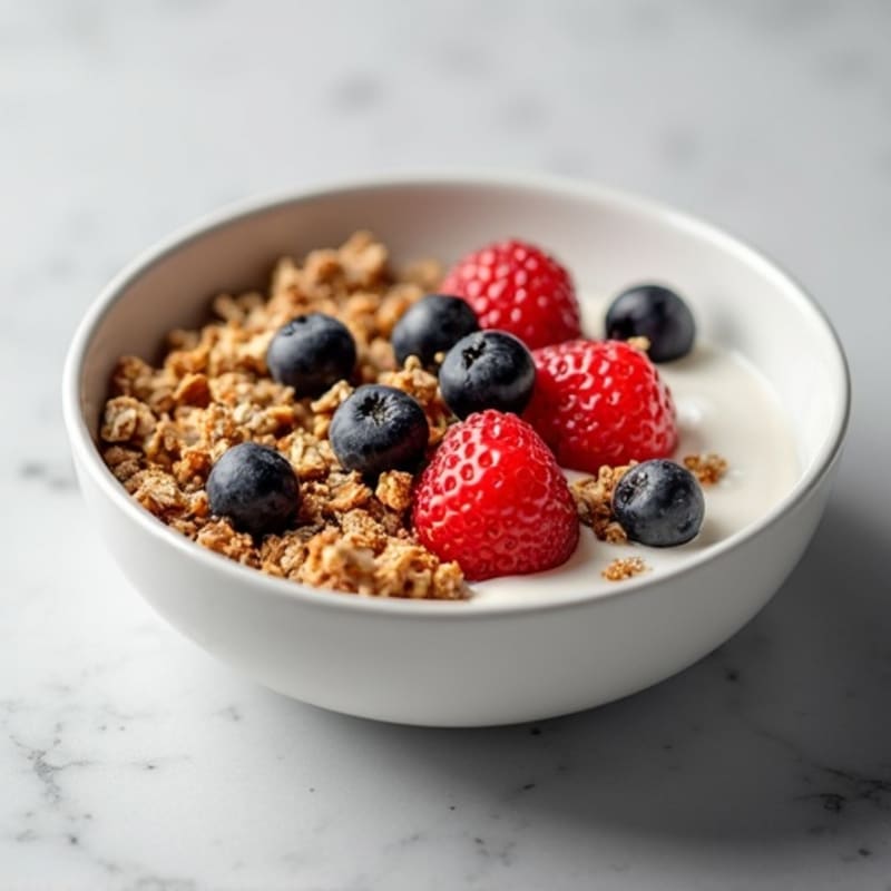 Creamy Greek Yogurt Bowl with Protein Granola and Mixed Berries