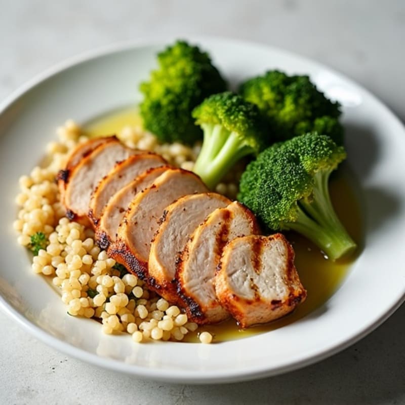 Grilled Turkey Breast with Roasted Broccoli and Quinoa