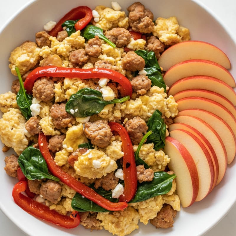 Egg White and Turkey Sausage Scramble with Roasted Peppers