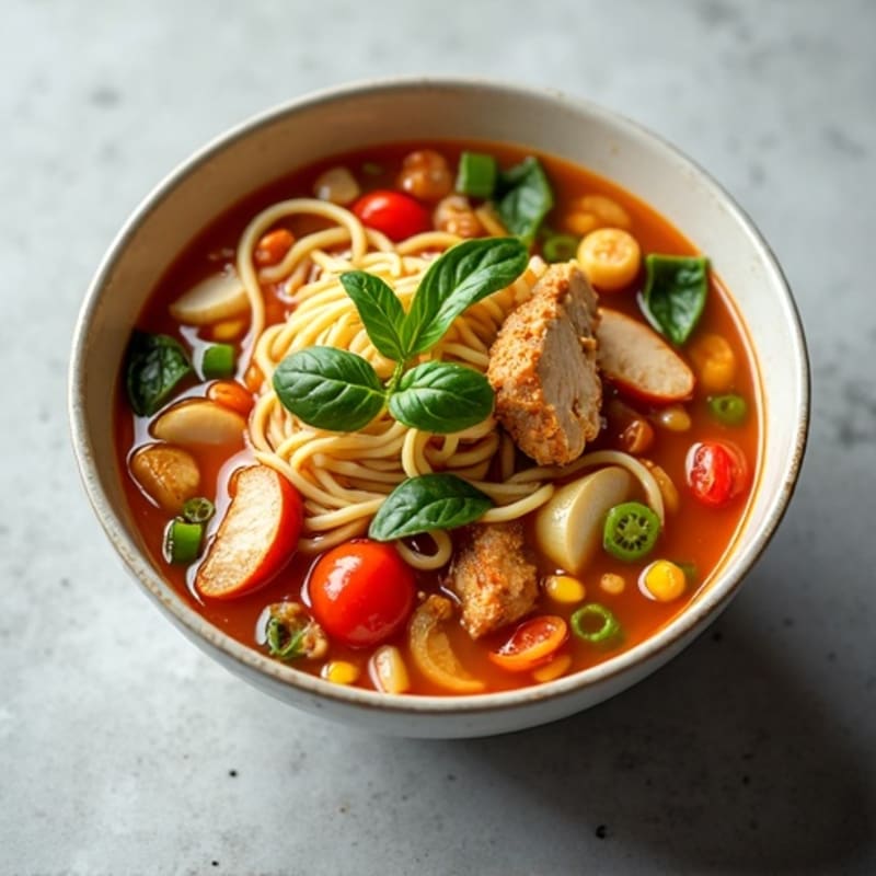 Spicy Sriracha Chicken and Vegetable Noodle Soup