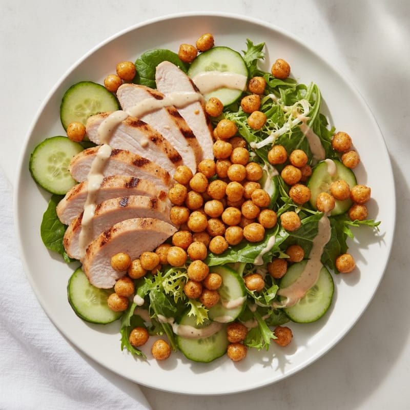 Grilled Turkey Breast Salad with Crunchy Chickpeas