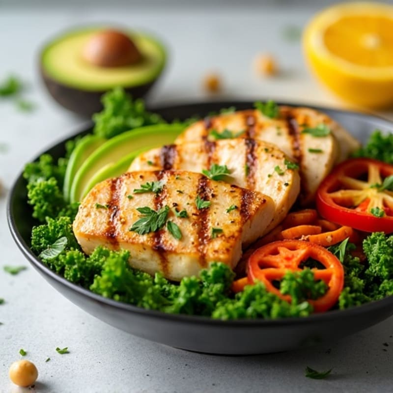 Crunchy Avocado Kale Bowl with Citrus Vinaigrette