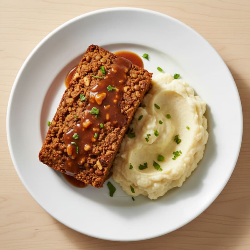 Lentil Walnut Loaf with Creamy Cauliflower Mash