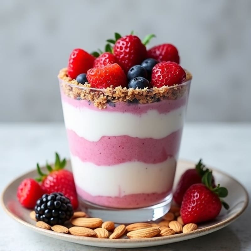 Greek Yogurt Protein Parfait with Mixed Berries and Almonds