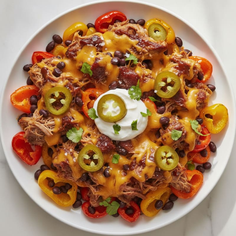Pulled Pork Nachos with Pickled Jalapeños