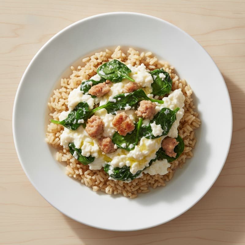 Egg White Scramble with Turkey Sausage and Spinach