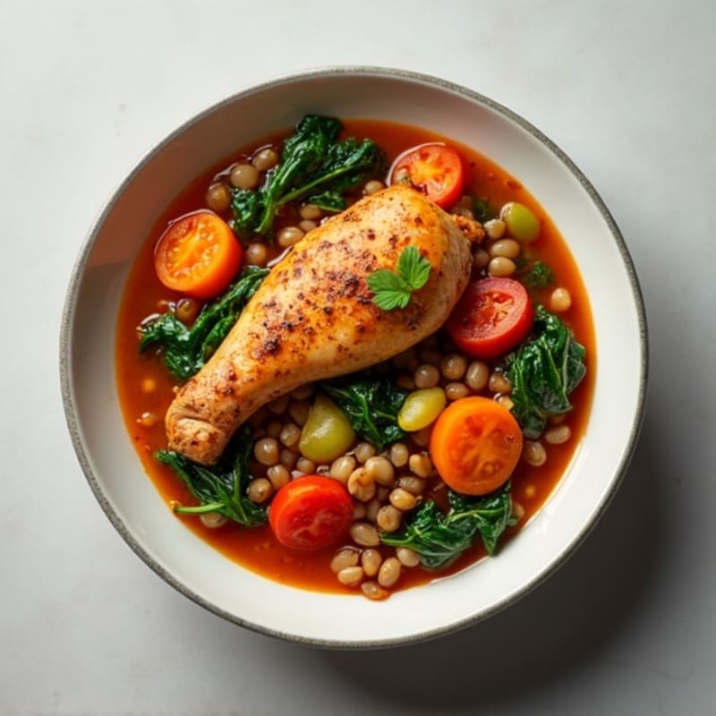 Hearty Spiced Chicken and Lentil Stew with Spinach