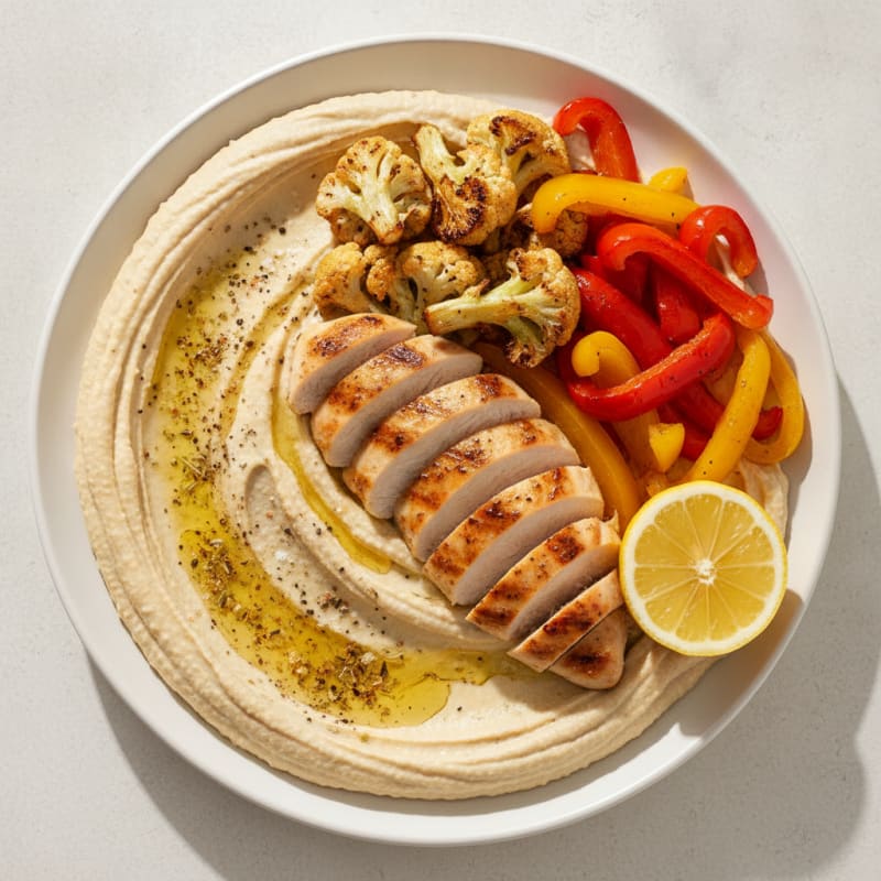 Mediterranean Hummus Platter with Roasted Vegetables