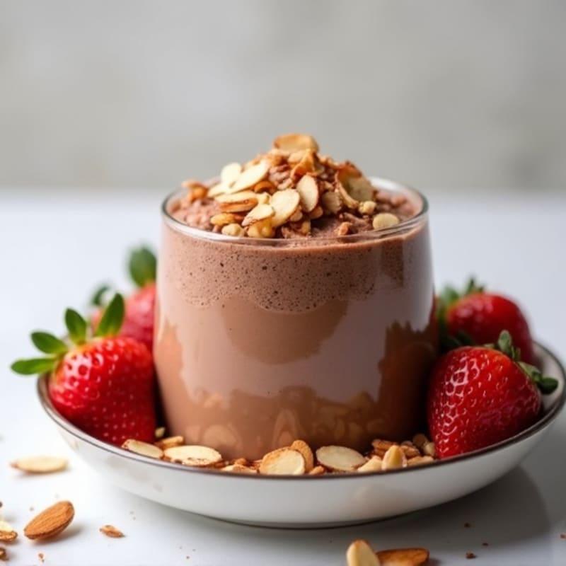 Creamy Chocolate Protein Mousse with Crunchy Almond Topping