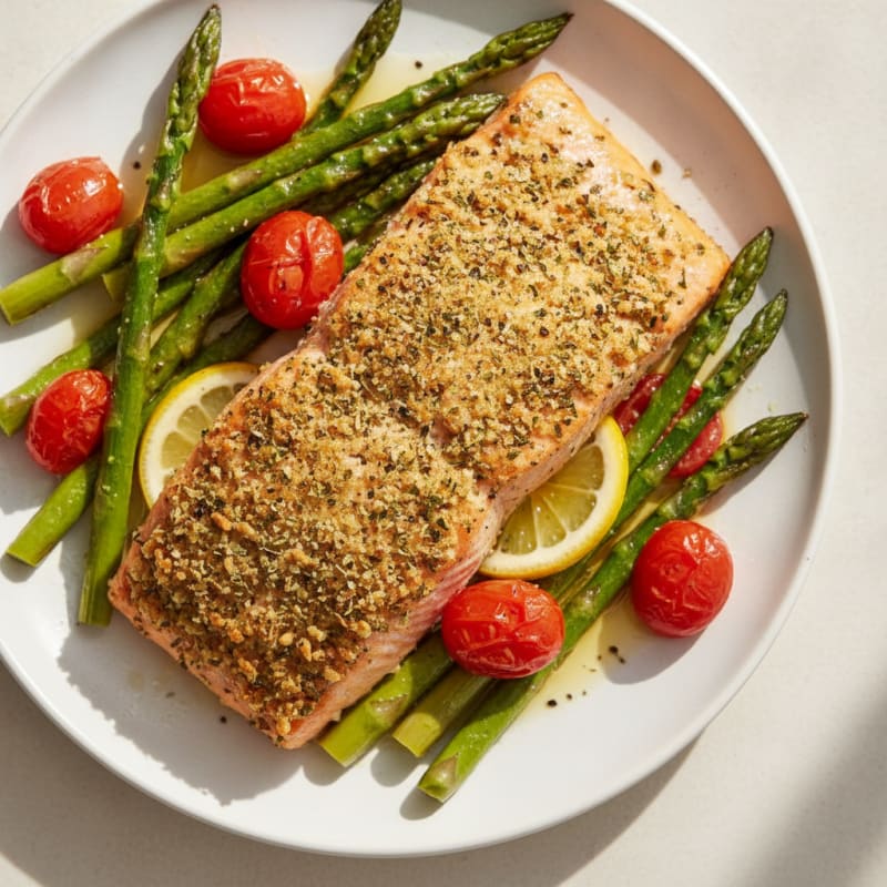 Herb-Crusted Salmon with Roasted Vegetables