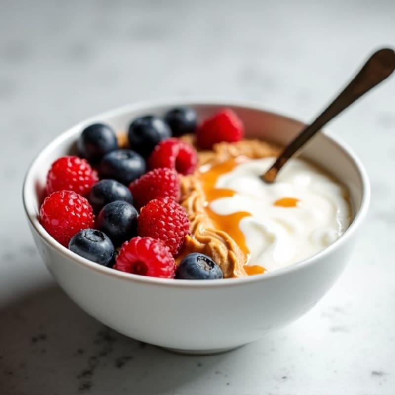 Creamy Greek Yogurt Protein Bowl with Mixed Berries and Almond Butter