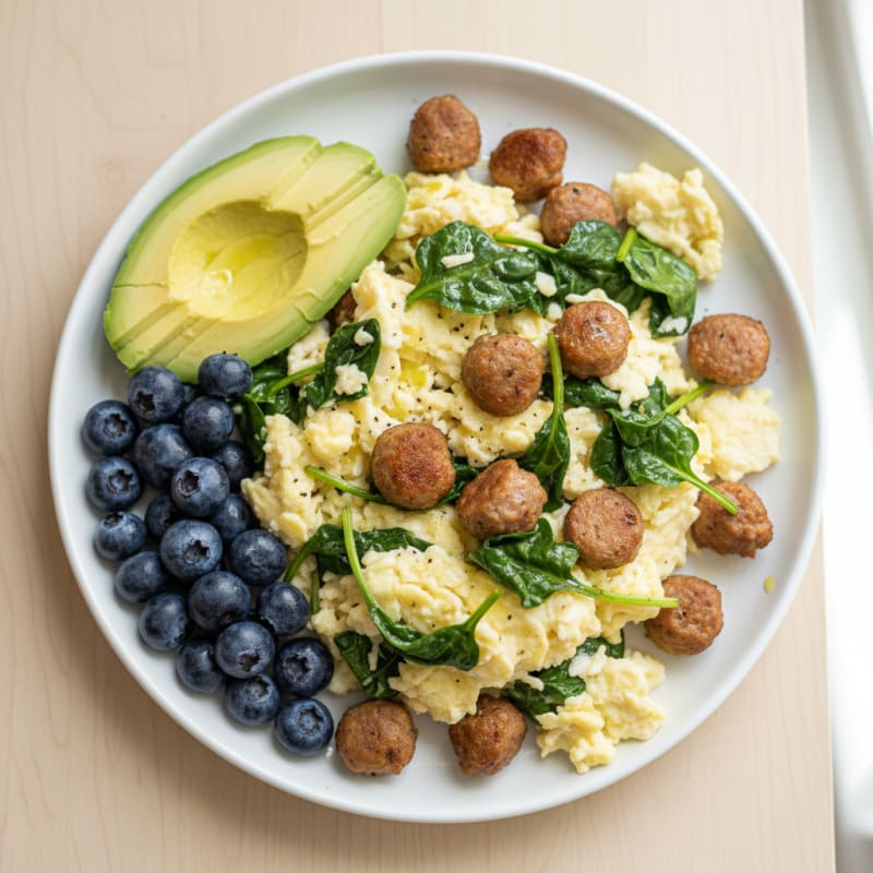 Egg White Scramble with Spinach and Turkey Sausage