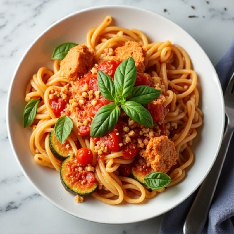 Creamy Tomato Pasta with Lean Ground Chicken and Zucchini
