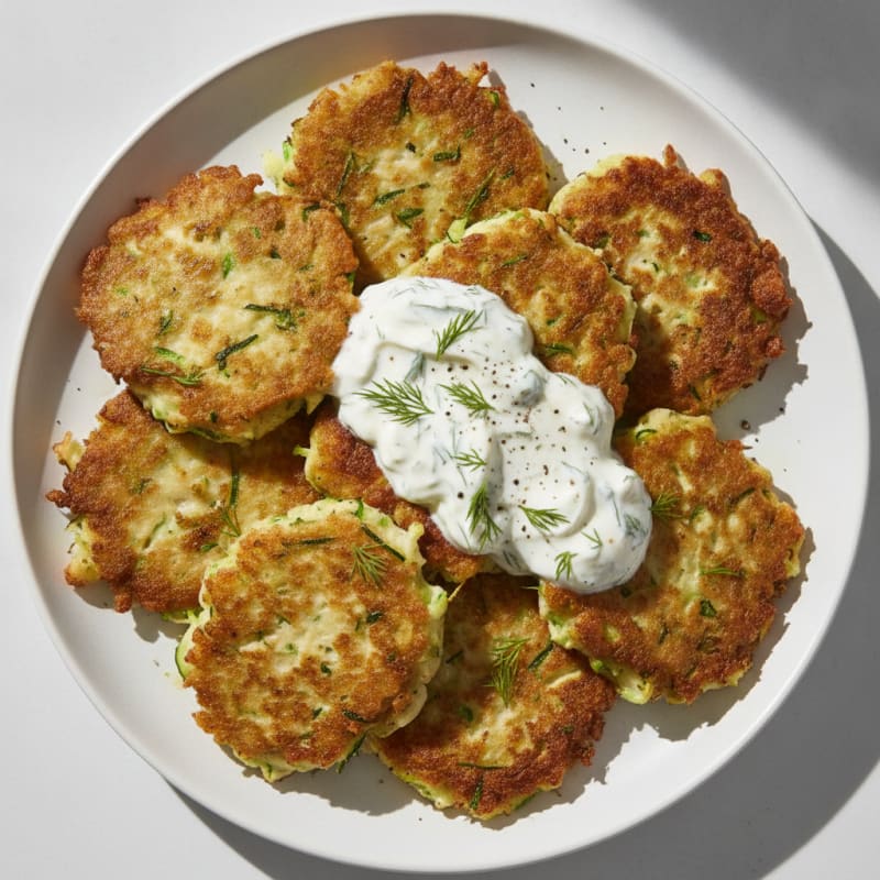 Zucchini Fritters with Dill Yogurt