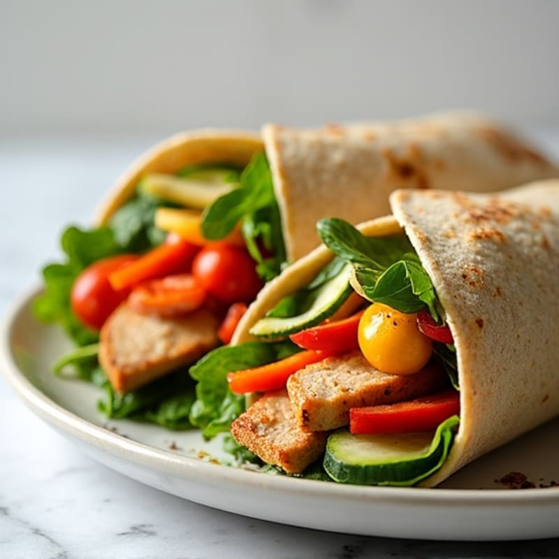 Fresh Rainbow Veggie Wrap with Herbed Hummus