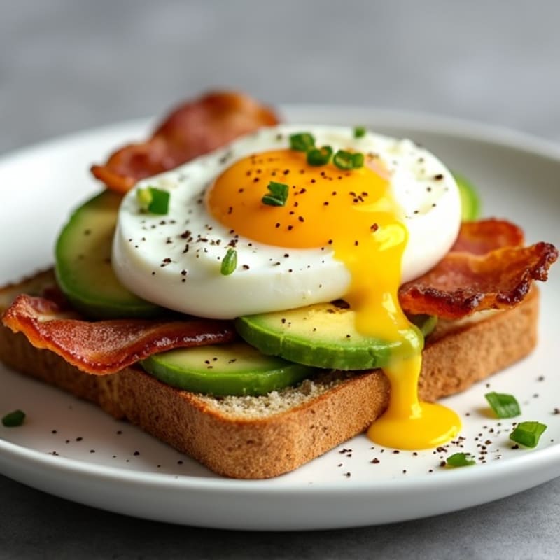 Whole Grain Toast with Creamy Avocado and Soft Boiled Eggs
