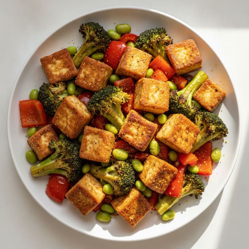 Pan-Seared Tofu with Roasted Vegetables