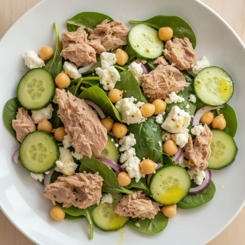 Tuna and Feta Spinach Salad