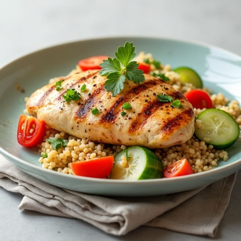 Grilled Chicken Breast with Crunchy Quinoa Salad