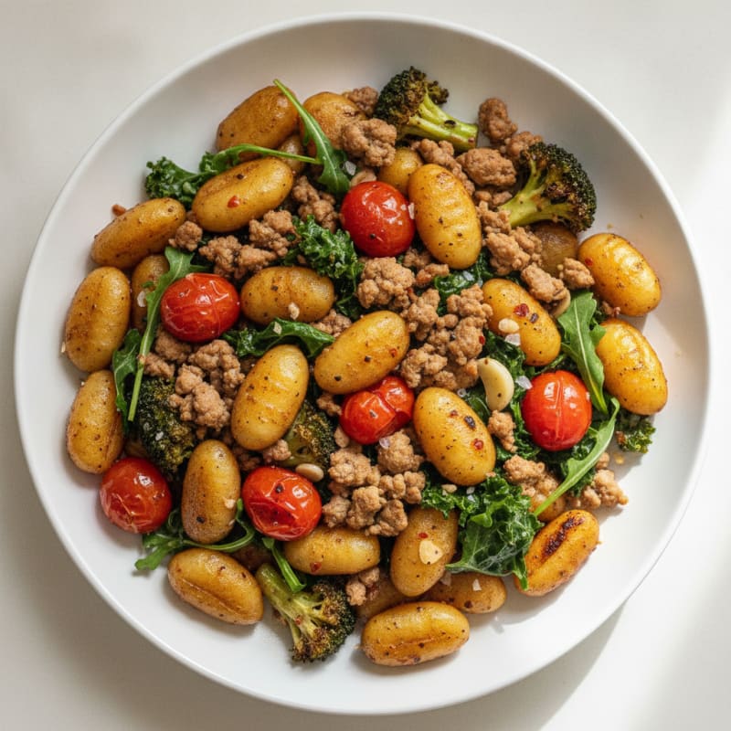 Turkey Gnocchi Skillet with Roasted Vegetables