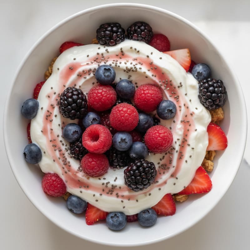 Silky Greek Yogurt Protein Parfait with Mixed Berries