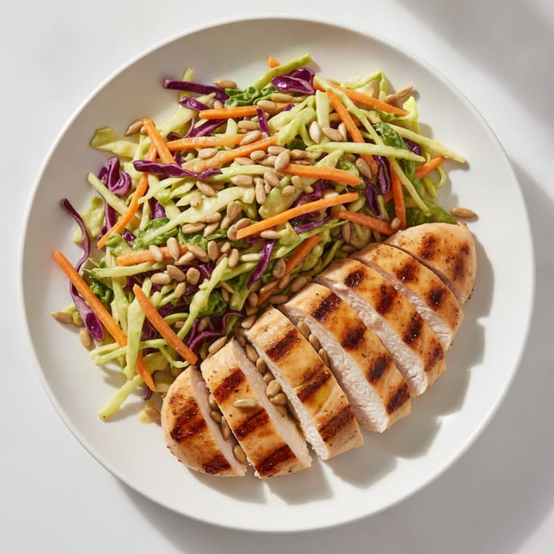 Grilled Chicken Breast with Crunchy Cabbage Slaw