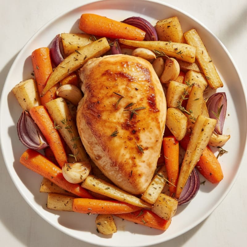 Garlic Herb Roasted Chicken with Root Vegetables