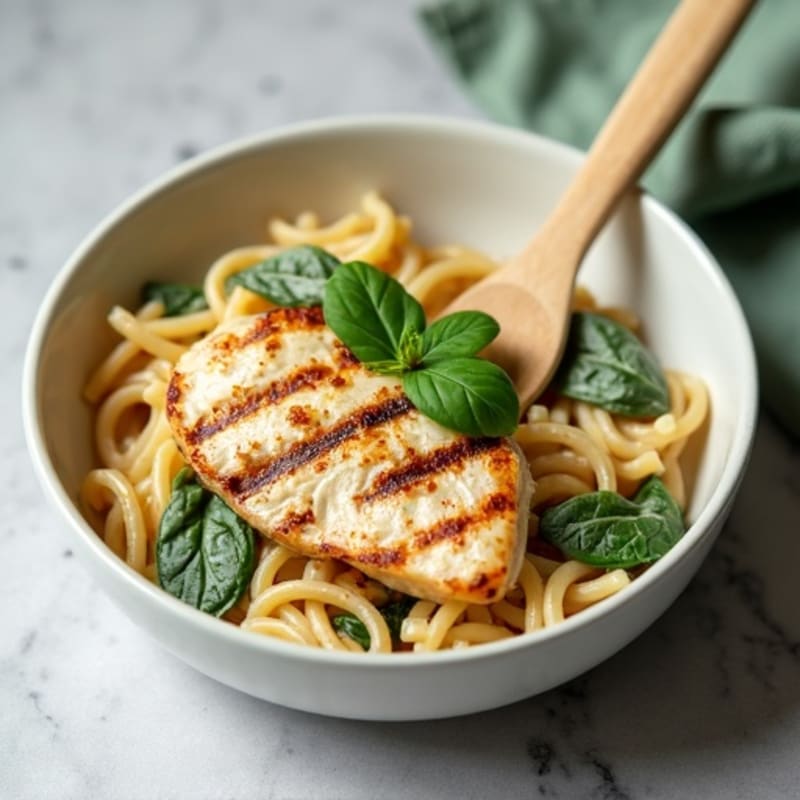 Healthy Creamy Garlic Chicken Pasta