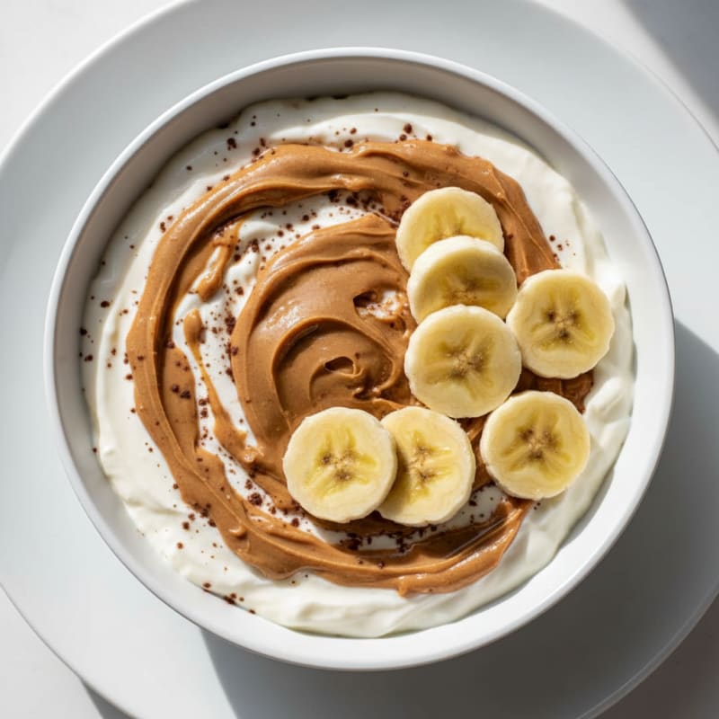 Silky Greek Yogurt Protein Pudding with Peanut Butter Swirl