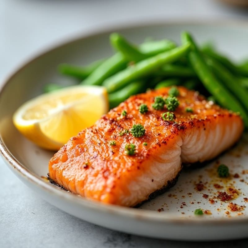 Crispy Pan-Seared Salmon with Garlic Edamame