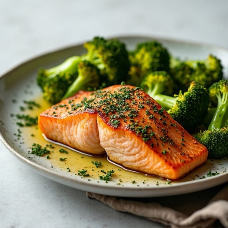 Sheet Pan Herb-Crusted Salmon with Roasted Broccoli