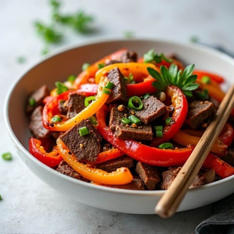 Spicy Ginger-Garlic Beef Stir-Fry with Bell Peppers