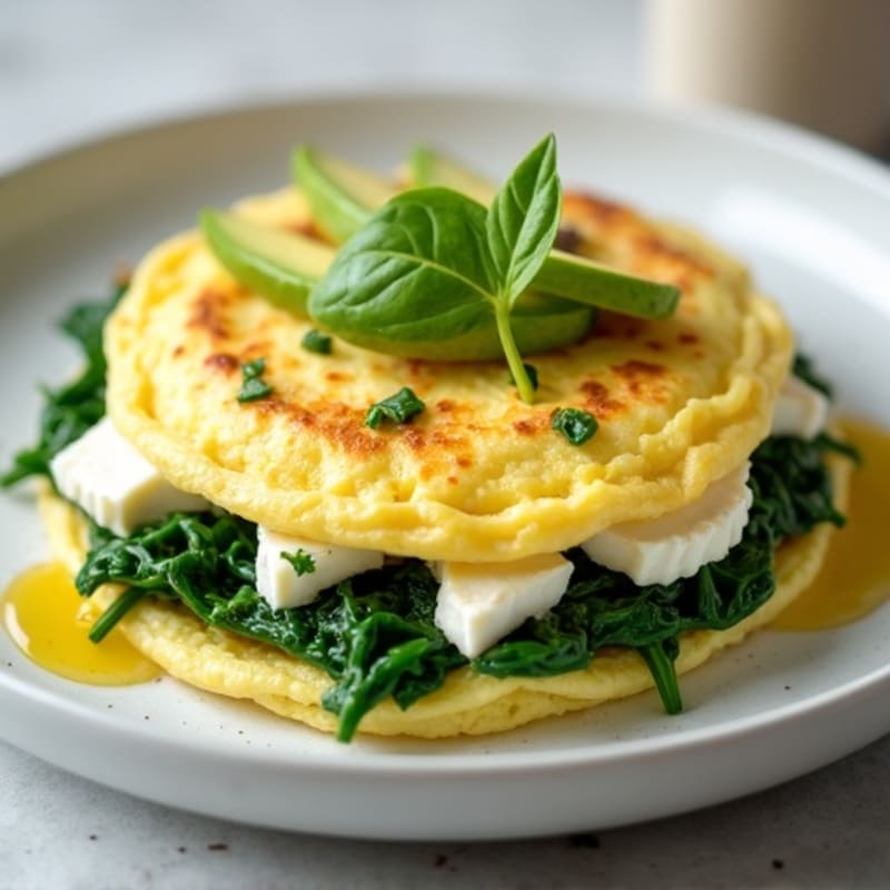 Egg White Omelette with Cottage Cheese and Spinach