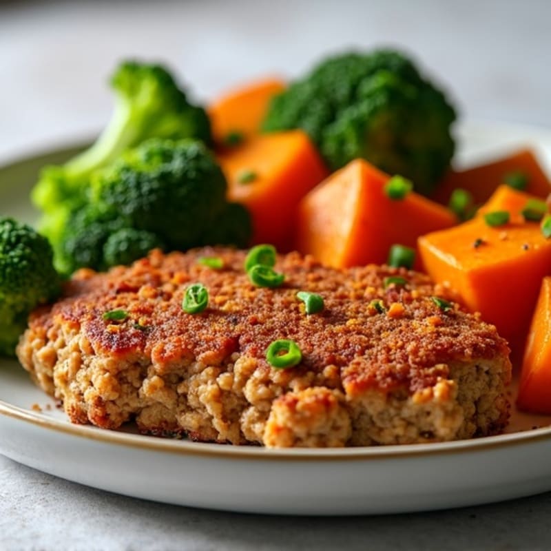 Crispy Ground Turkey with Roasted Sweet Potatoes and Broccoli