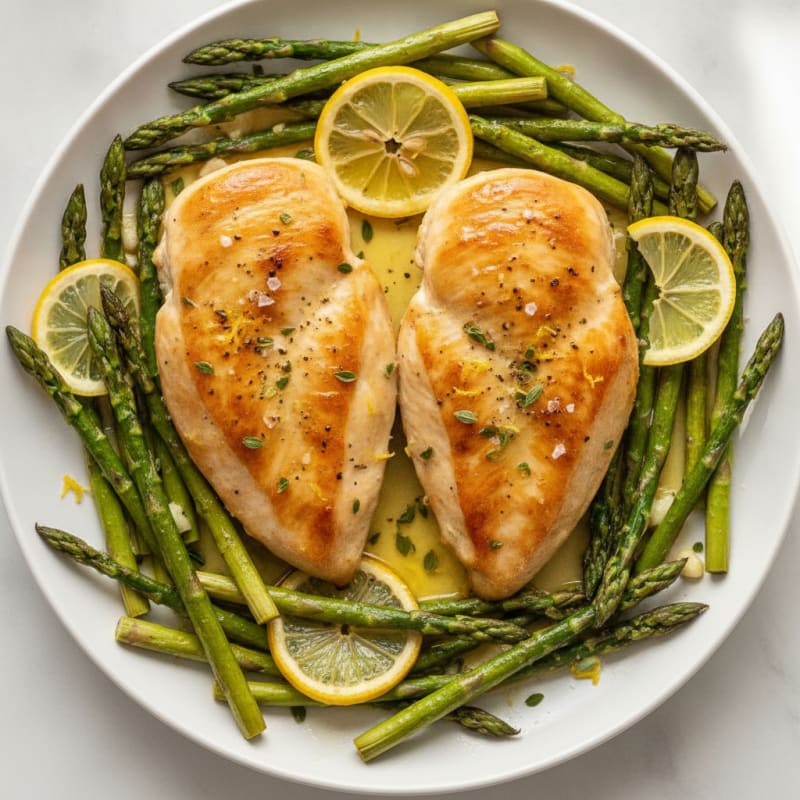 Lemon Herb Baked Chicken and Asparagus