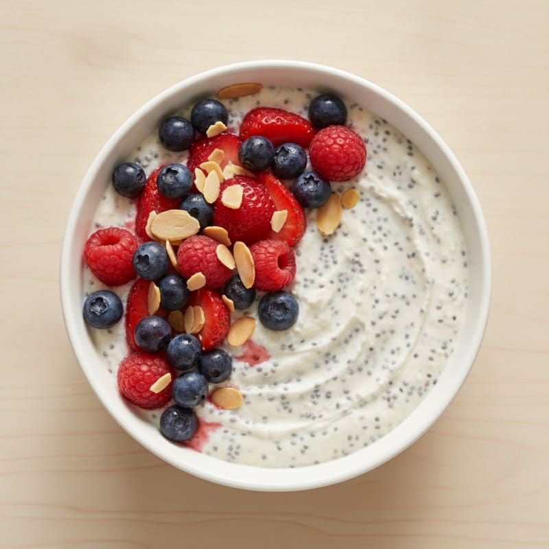 Greek Yogurt Protein Pudding with Mixed Berries