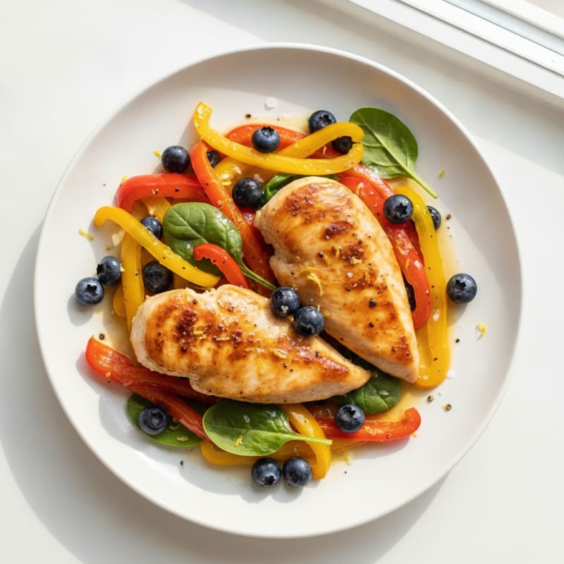 Bell Pepper and Lemon Chicken with Blueberries