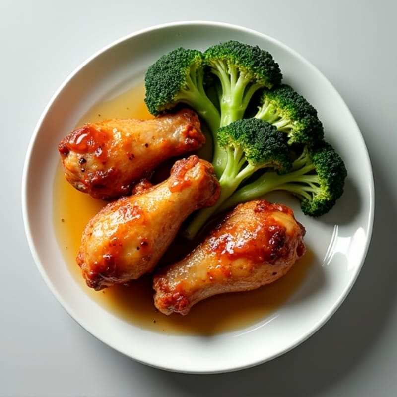 Crispy Honey Garlic Chicken Wings with Roasted Broccoli